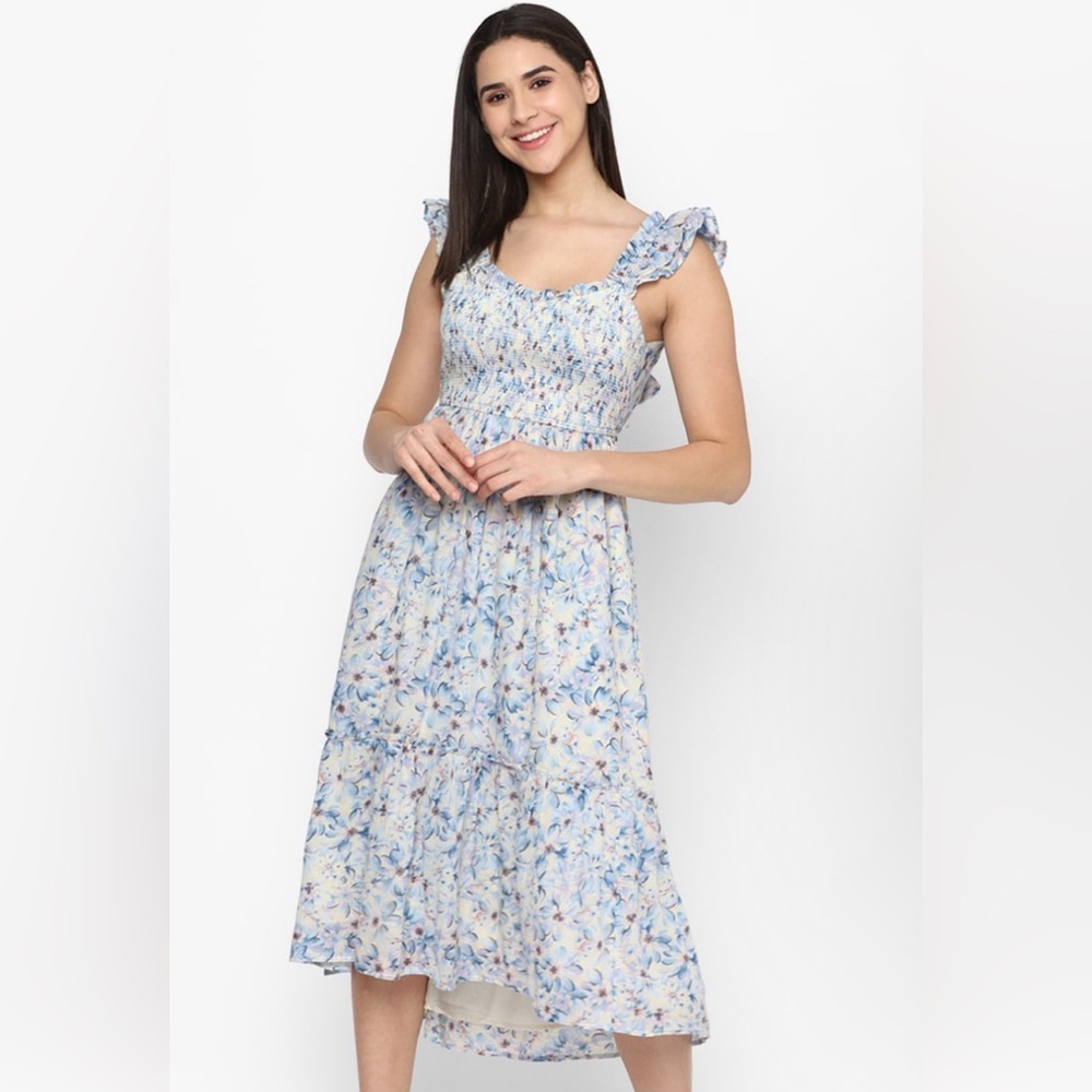 American Eagle Outfitters Blue Floral Midi Dress